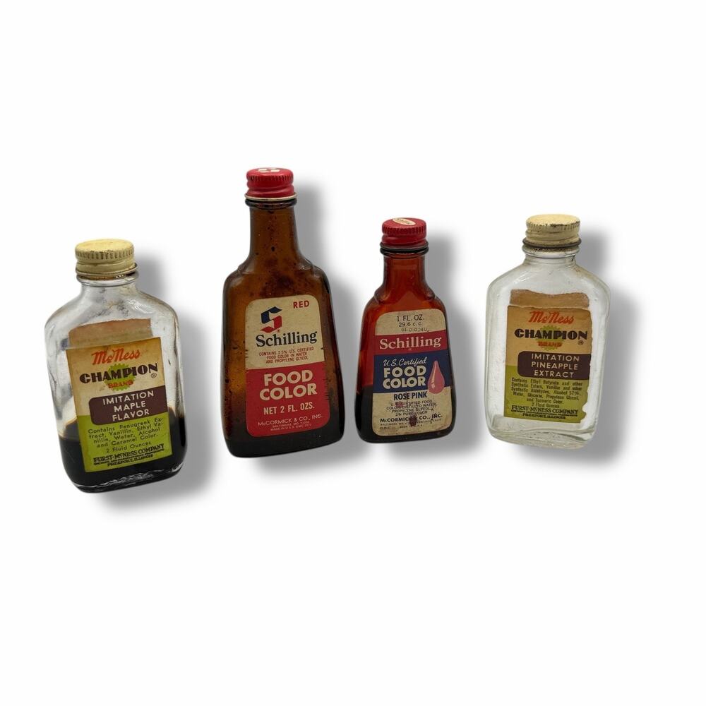 X4 Vintage Schilling & Mcness bottles Food Coloring Extract